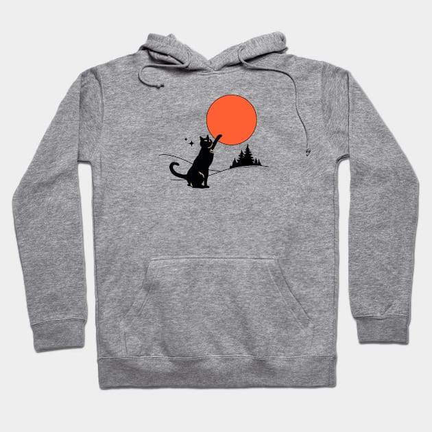 Cool Sun Black Cat in yellow Hoodie by The Charcoal Cat Co.